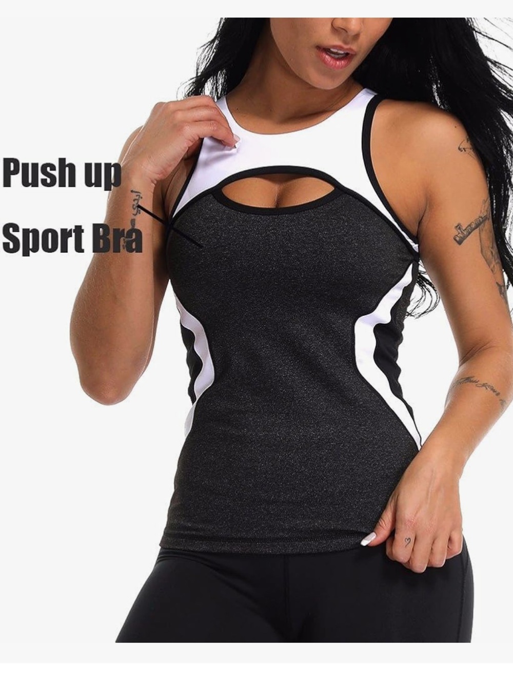 COLO Workout Top Open Front Racerback Built in Bra Removable